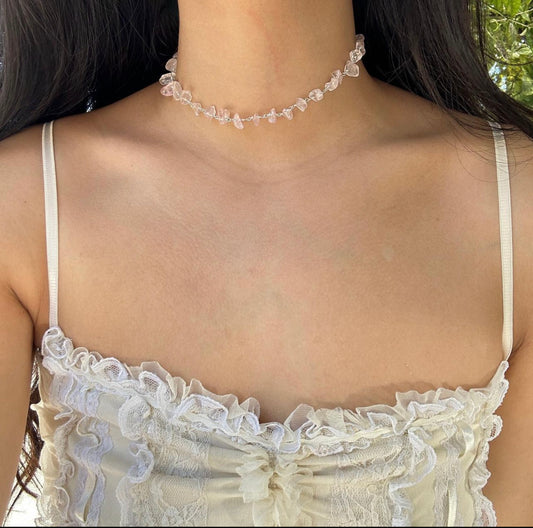 rose quartz chip - silver