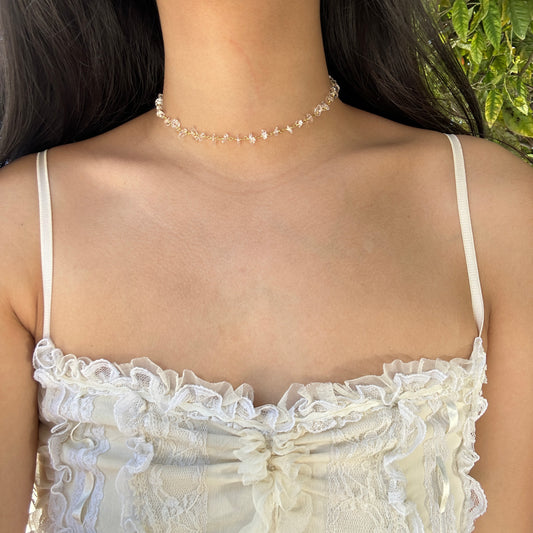 clear quartz chip - gold