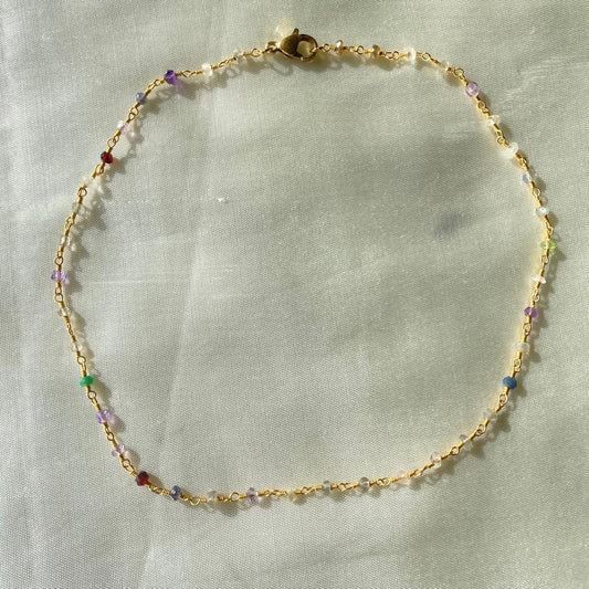 rebekah - mini rainbow gemstone choker