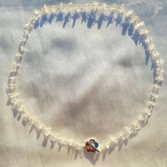 haley - flower clasp quartz chip choker
