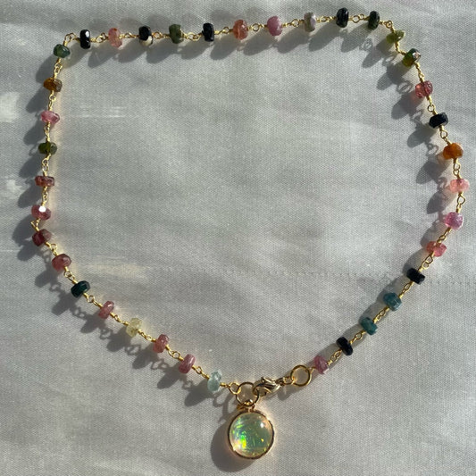 multi tourmaline choker