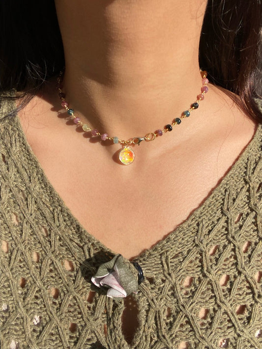 multi tourmaline choker