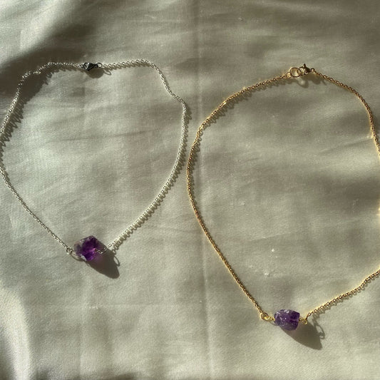 amethyst chunk necklace