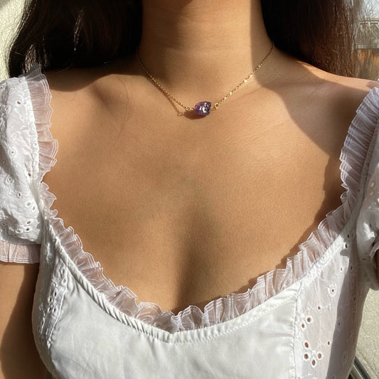 amethyst chunk necklace
