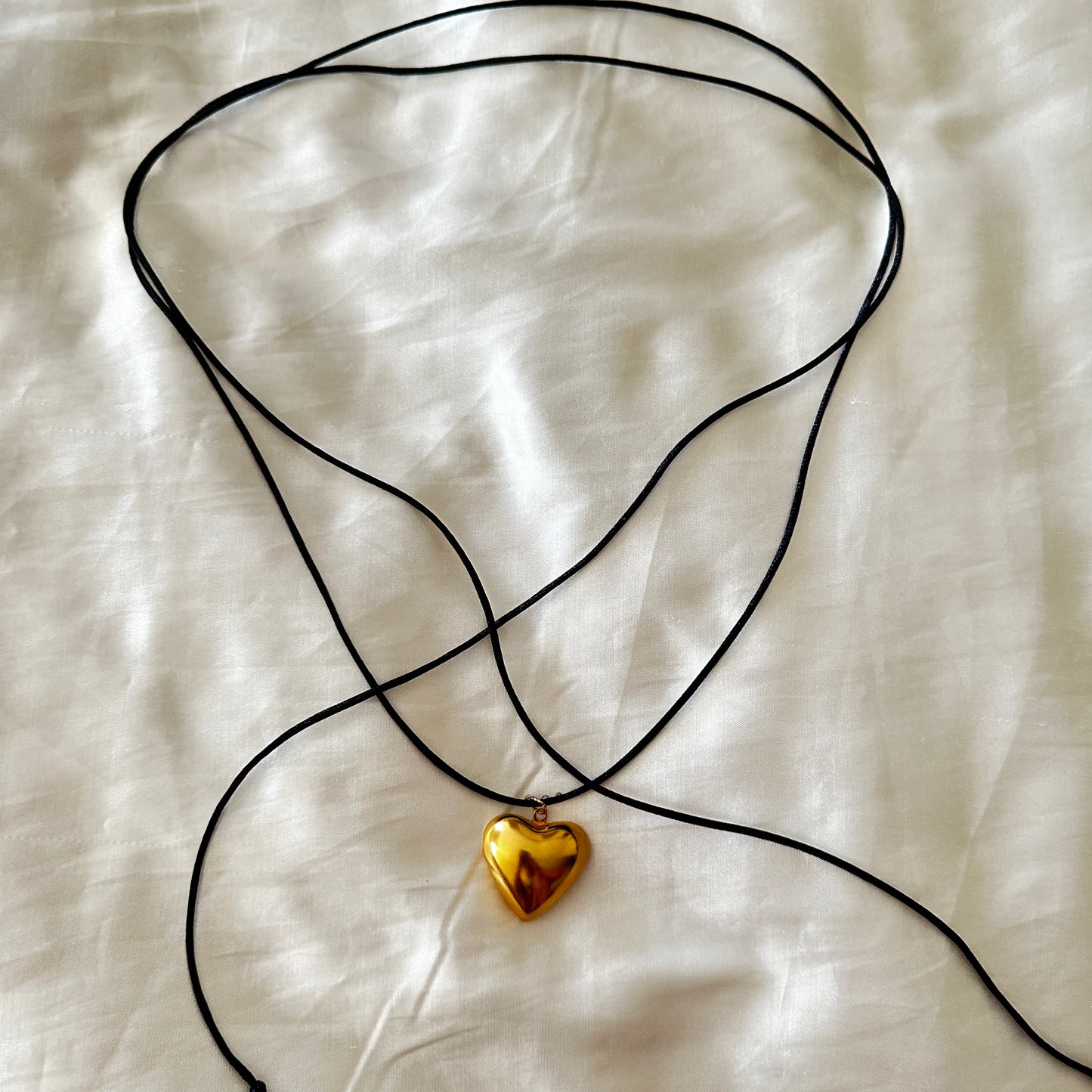 adjustable ribbon necklace - heart
